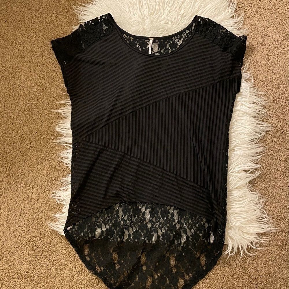 Free People Black top with lace back
